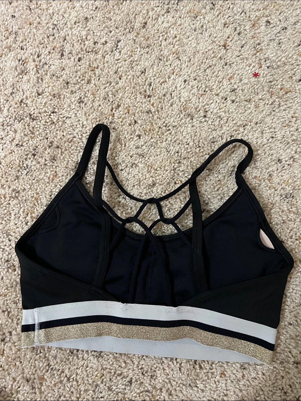 Nike Black Sports Bra with White and Gold Accent Band